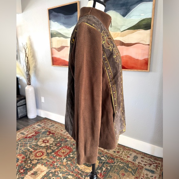 Bob Mackie Brown and Gold Leather Embroidered Jacket - Picture 2 of 9